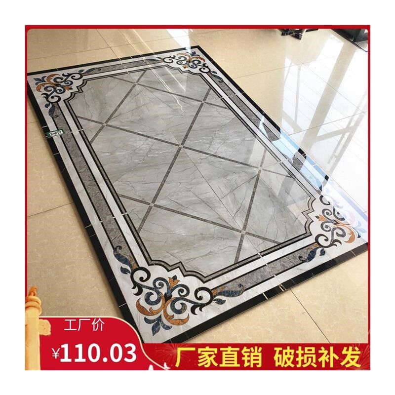 灰色客厅拼花瓷砖800入户玄关走廊过道造型地画地板砖地毯花简约