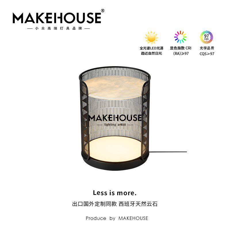 高端卧室床头柜一体落地灯意式极简约客厅边几置物台茶几氛围灯