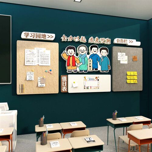班级布置教室装饰毛毡板展示文化墙贴公告栏初高中节黑板报材料