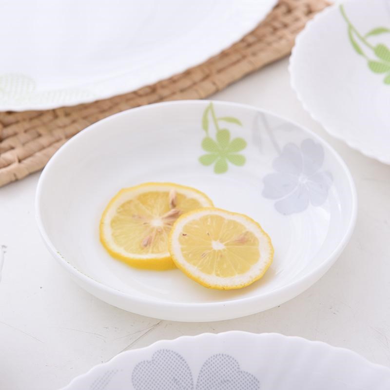 中式家用餐盘盘子白玉瓷耐热玻璃菜盘碟子酒店用品餐具饭盘深盘子