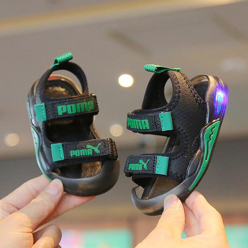 夏季儿童凉鞋男童1一2-3岁软底A防滑轻便小童亮灯婴幼儿男宝宝凉