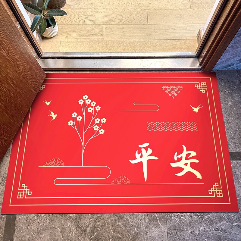 进户门地毯喜庆门垫中式pvc可擦洗入户门口地Q垫家用进门免洗脚垫