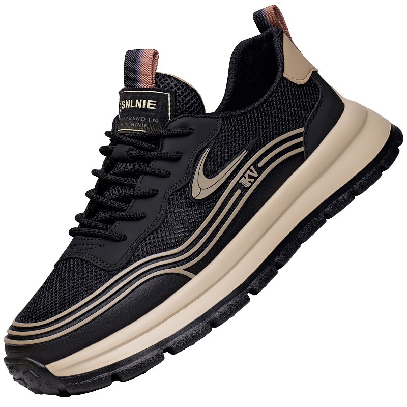 网鞋男秋季透气薄款休闲跑步鞋子男士潮流百搭轻便软底防臭运动鞋