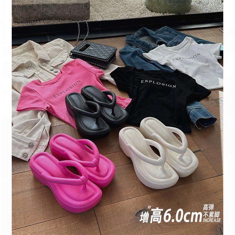 网红厚底人字f拖女防滑耐磨夏季外穿女生黑色时尚辣妹凉鞋凉拖鞋