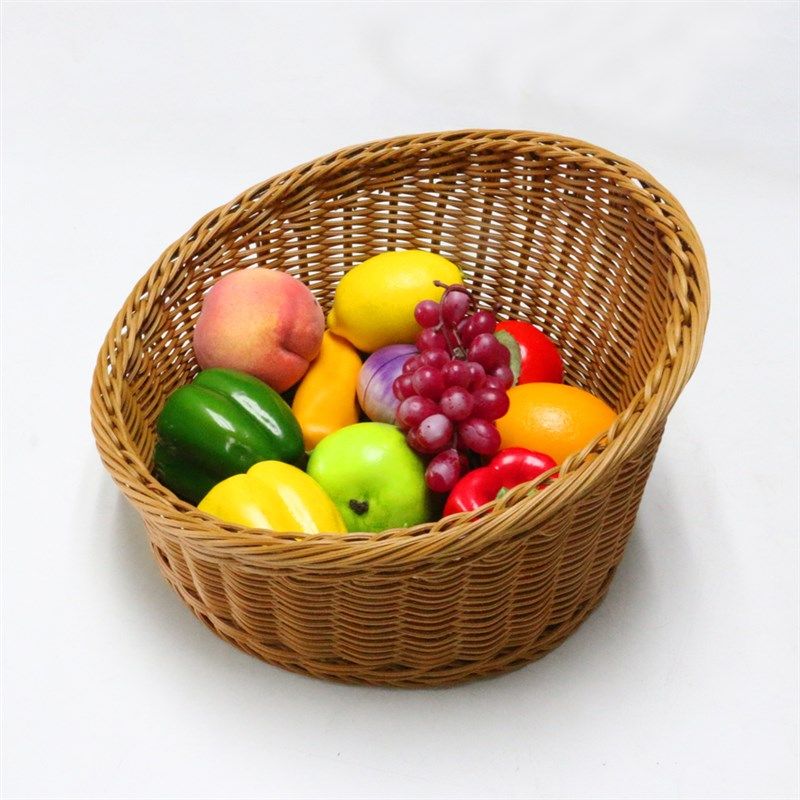 新品仿藤编面包篮筐圆形斜口水果菜蓝框展示托盘收纳篮子深桶篮,餐饮具,果盆/果盘/果篮,淘宝优惠券,粉丝福利购,淘宝优惠卷