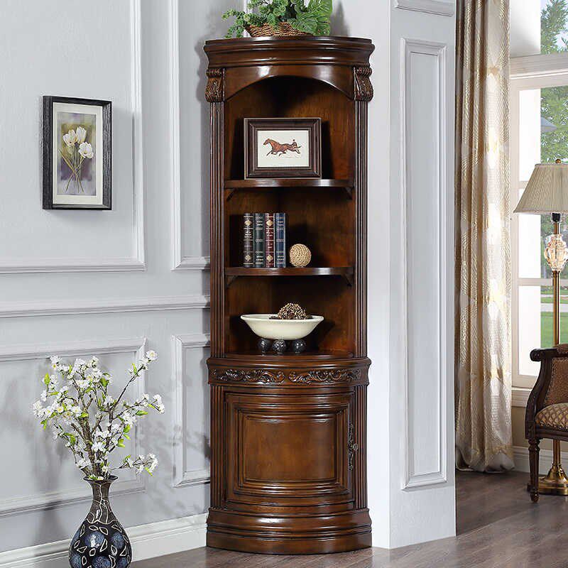 美式角柜墙角柜客厅实木三角欧式角落F柜酒柜转角置物架卧室储物