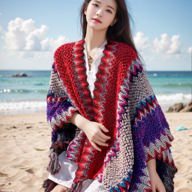 云南特色披肩女民族风丽江大理旅游拍照斗篷披风外搭时尚洋气围巾