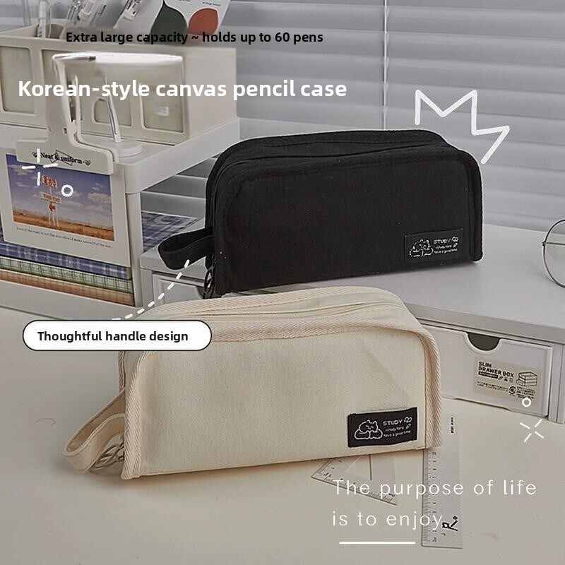 日系笔袋大容量高颜值ins韩系初高中生女孩简约小众不撞款文具盒