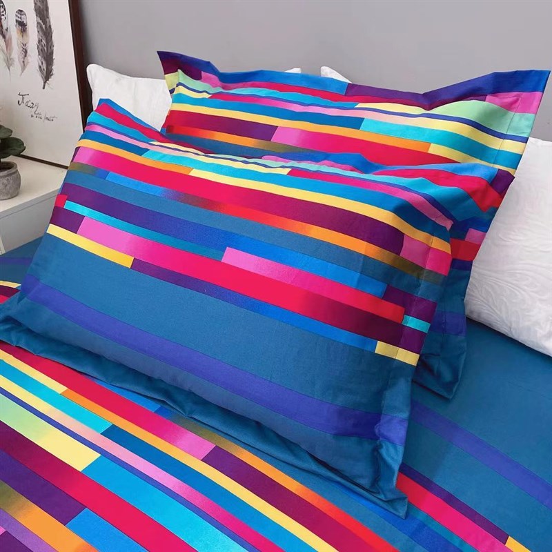 炫彩霓虹纯棉高支棉斜纹四件套双人床单被套枕套全棉床上用品单件