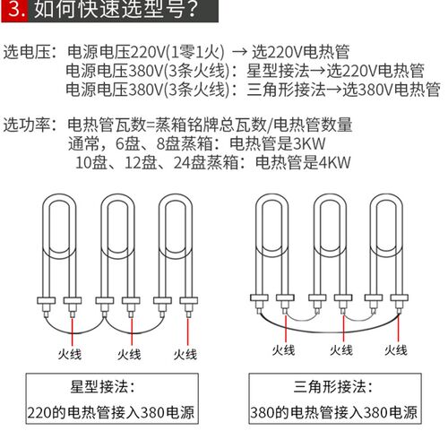 304加厚不锈钢蒸饭车电热管 蒸箱饭柜加热管220380V3/4KW发热管棒