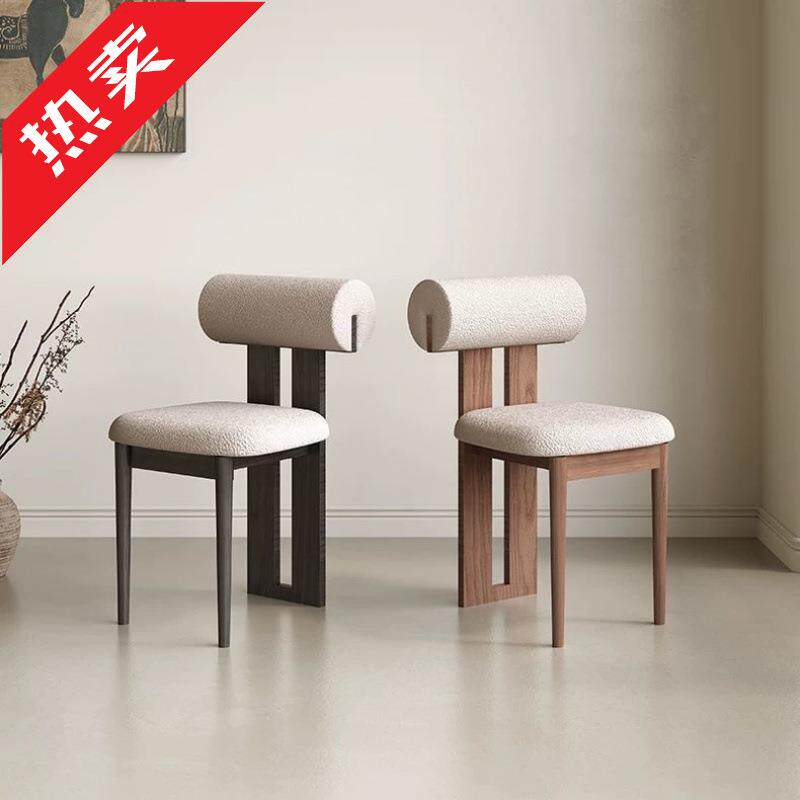 法式复中古风椅子家用全实木白蜡木河马椅餐椅设计师椅子高靠背椅