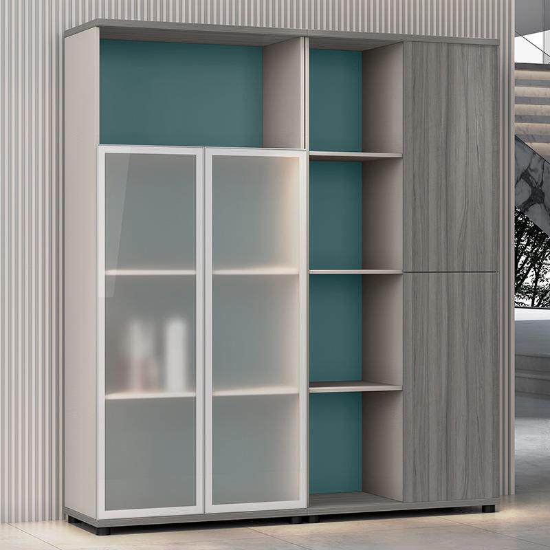 文件柜木质办公室落地书柜玻璃门现代简约组合柜资料档案柜子