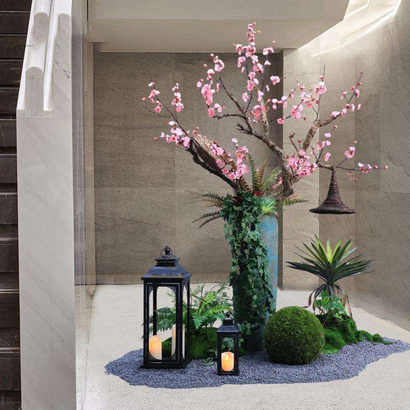 新中式仿真桃花树爬藤花艺摆件阳台装饰摄影道具软装样板房造景