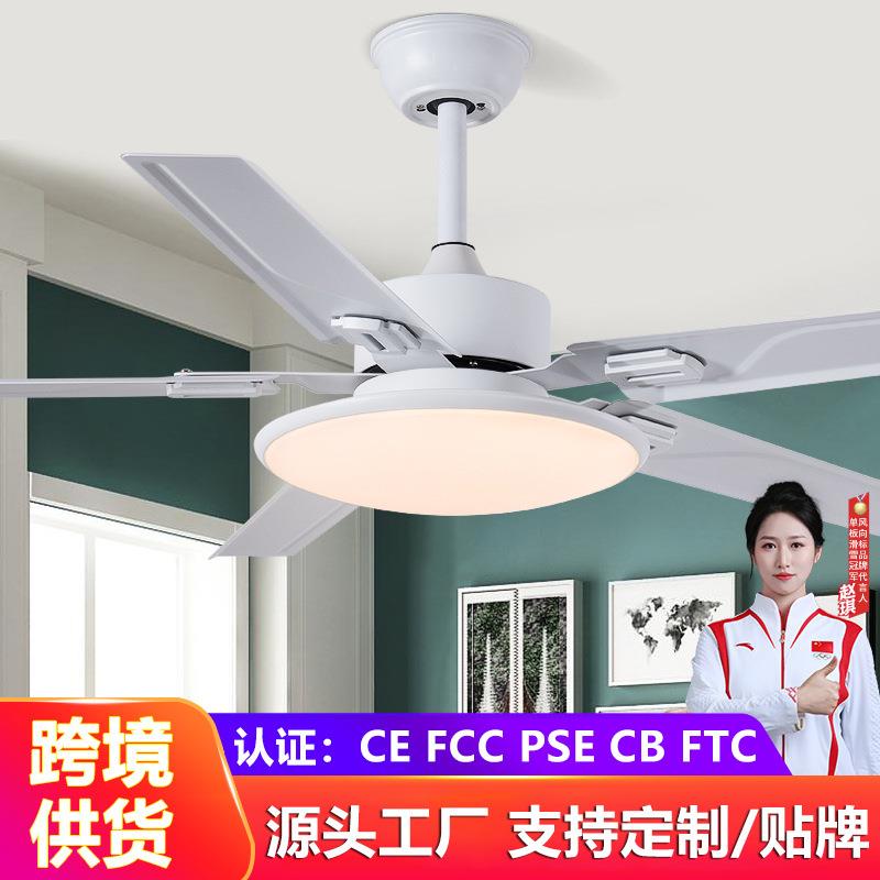 吊扇灯铁叶餐厅风扇灯客厅卧室家用简约现代带电风扇的吊灯欧式