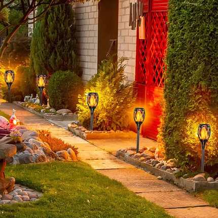 太阳能室外景观灯火炬火把火苗户外防水96LED装饰花园草坪灯节能