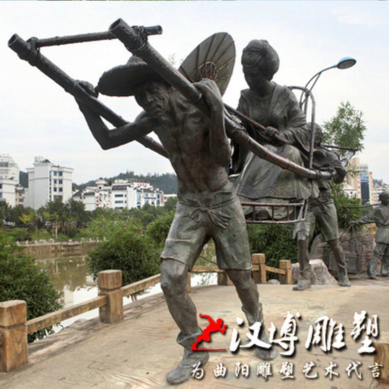 铸铜雕塑古代抬轿子人物雕塑定制玻璃钢民俗雕塑城市广场街头景观