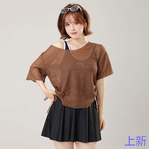大码泳衣女连体胖mm遮肚显宽松瘦微胖女孩2024新款泳裙泡温泉新款