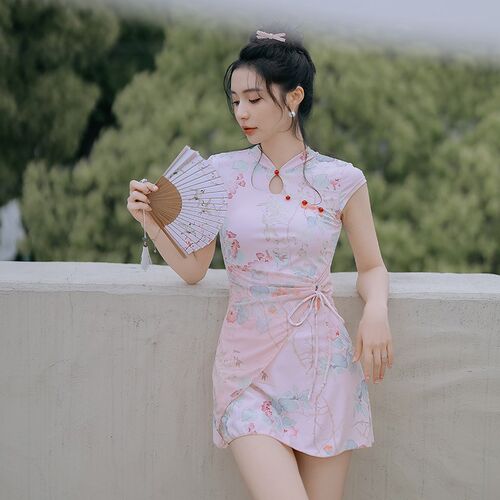 泳衣女款夏连体保守微胖女孩遮肉大码中式国风高级感2024新款泳装