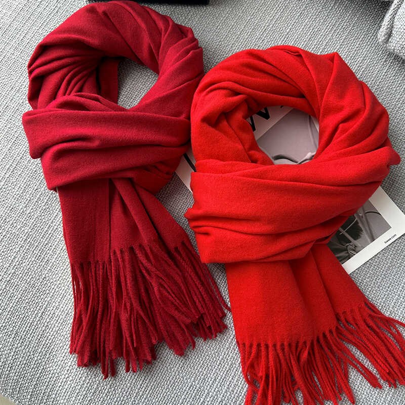 红围巾中国红定制logo刺绣印字红色围巾开业会议同学聚会大红年会