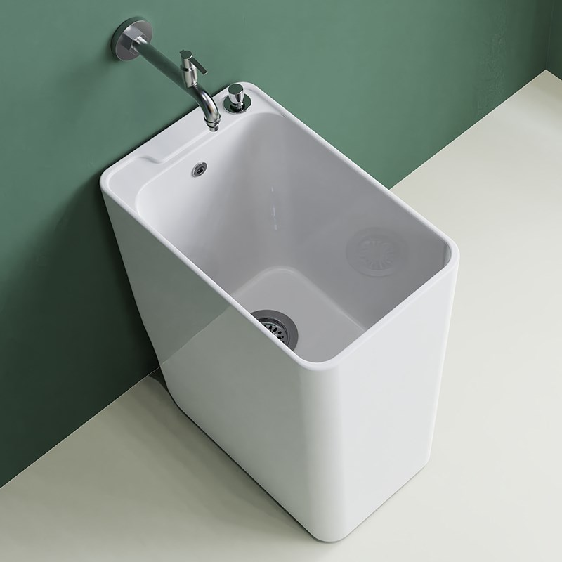 新款拖布池洗拖把池槽陶瓷落地式墩布阳台家用卫生间地盆竖放加高