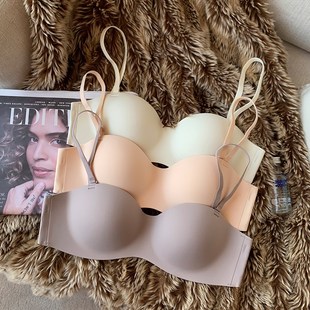无痕裸感无肩带内衣女士无钢圈光面薄款 小胸聚拢防下垂抹胸文胸罩