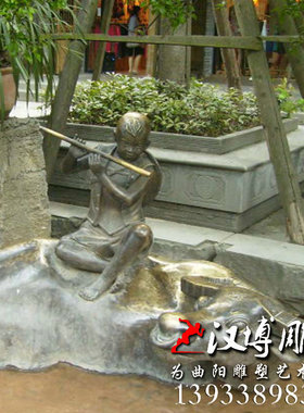 玻璃钢铸铜人物雕像古代马夫牵马民俗雕塑定制步行街古街园林景观