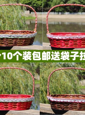 柳编果蔬花篮采摘篮藤o编水果篮超市购物篮展示篮送礼篮回礼篮插