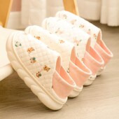 春秋季 软底包跟产后透气可爱D防滑厚底保暖10月孕产妇棉拖 月子鞋