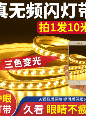 无频闪灯带led三色变色家用客厅吊D顶变光超亮护眼灯带条灯条220v