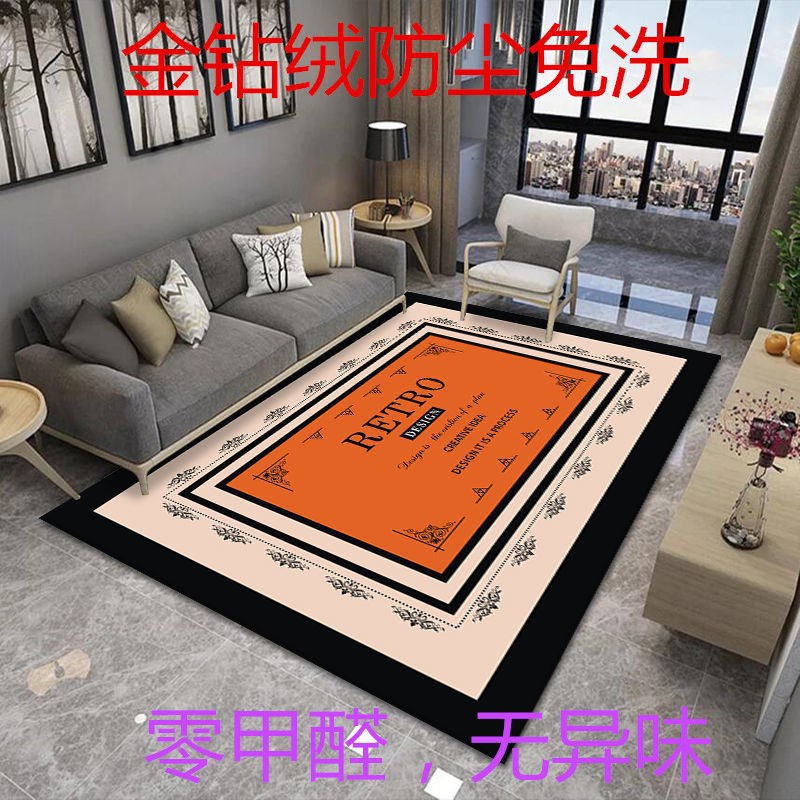 金钻绒免洗客厅沙发茶几毯现代简约卧室床边地垫满铺大.面积可定
