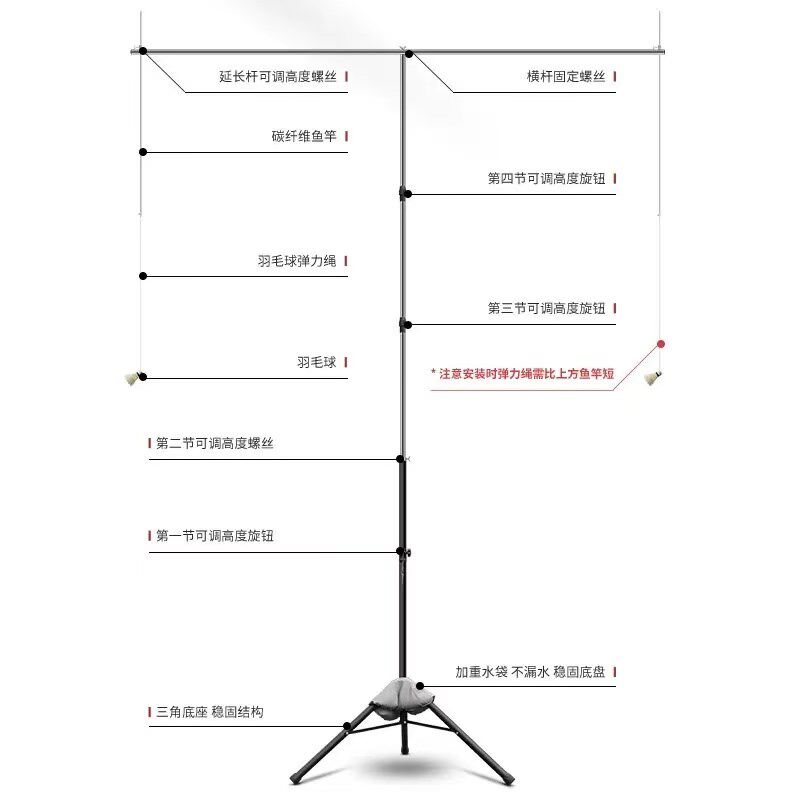 羽毛球训练器儿童成人室内单双人培训练习高远球吊球杀球神器