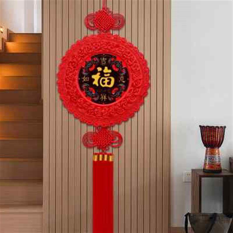 新款桃木福字挂饰玄关入户门手工乔迁春节装饰中国结挂件客厅