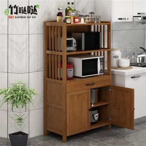 实木厨房置物架落地微波炉架子多层家用烤箱整理架