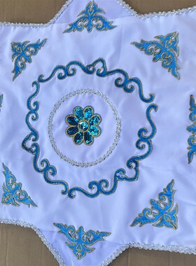 麻纱面料3层无流苏内扣手绢八角巾手工缝制新款双面花白色民族花