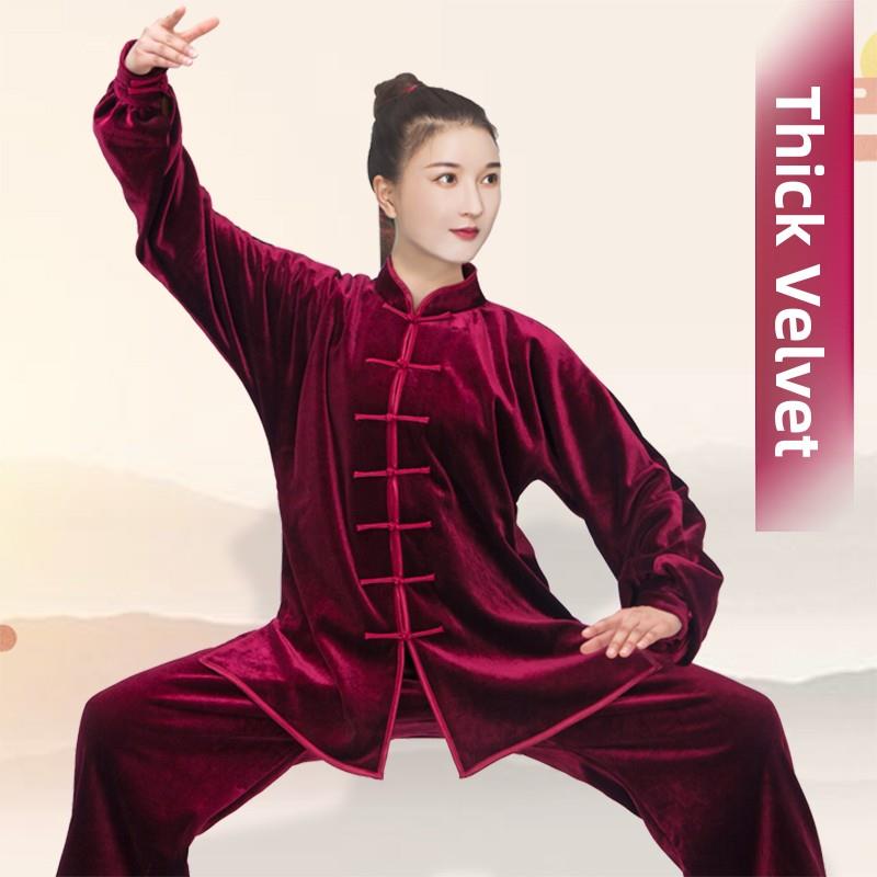 小和山太极服女金丝绒春秋冬季太极拳练功I服2025新款服装男八段