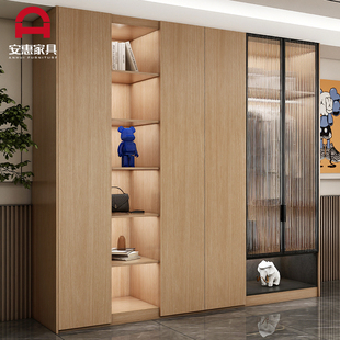 新款主卧落地原木衣柜卧室现代简约高档一门到顶大X衣橱全屋定制