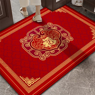 中式红色地垫入户门垫家用喜庆进门高档玄关地R毯大门口进户门脚