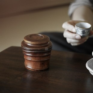 奇竹斋天然竹根密封茶叶罐小号迷你便携香粉密封茶筒文玩茶道用具
