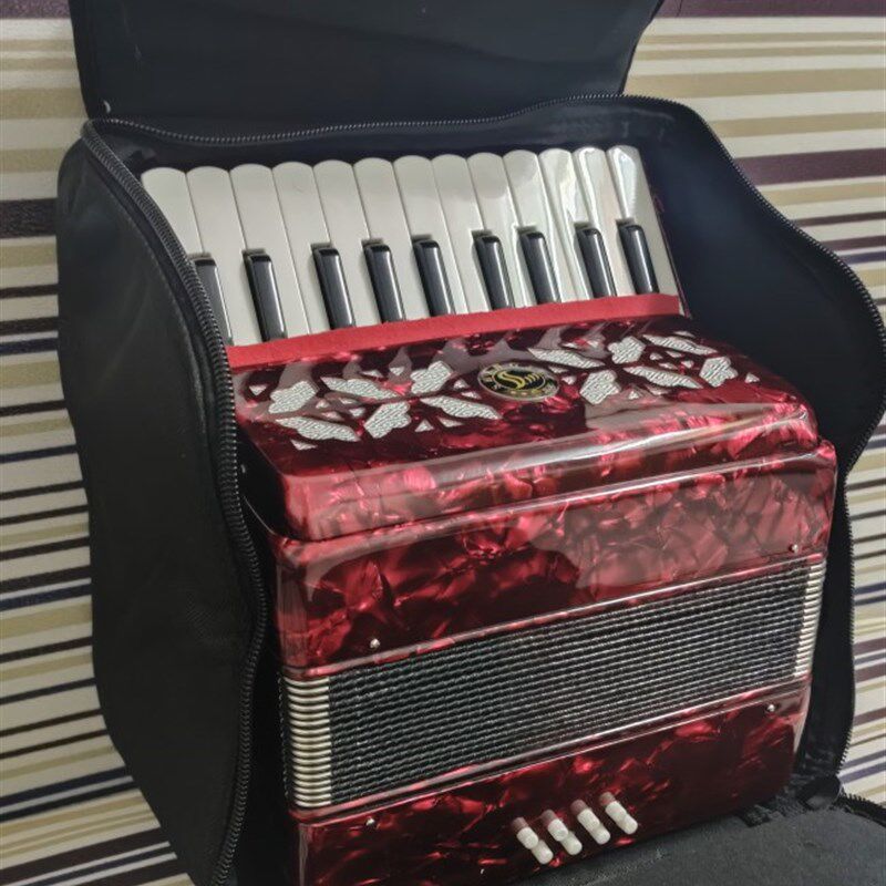 8-120贝司贝斯加厚加宽双肩背带手风琴包防撞厢S式海绵夹层防雨包