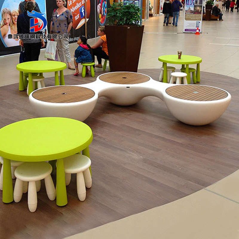 休息椅座椅三角形美商场长凳户外花盆休闲公共商业陈玻璃钢椅子