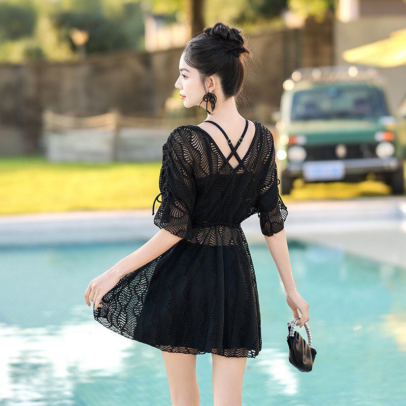 泳衣女保守分体三件套2024新款微胖女孩显瘦遮肚大码海边度假泳装