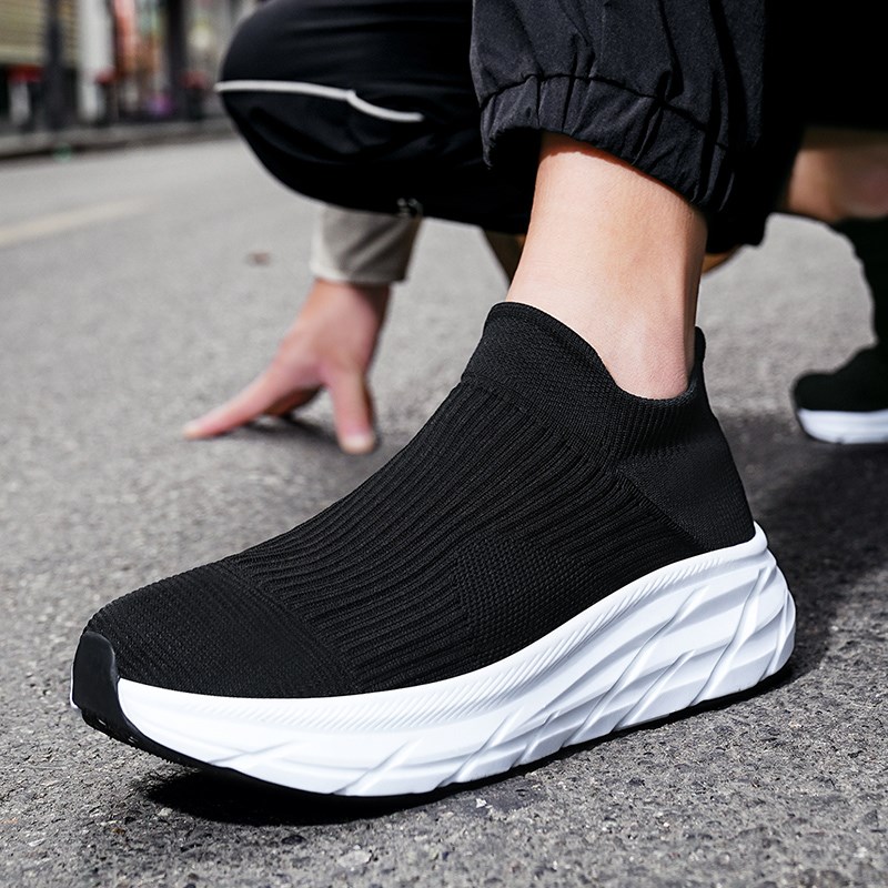 运动鞋男一脚蹬透气厚底轻便跑步休闲男鞋38码秋季男士泡沫底鞋子