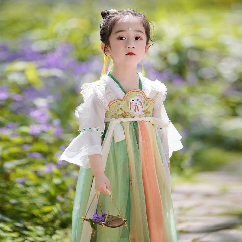 女童汉服夏款儿童唐装中国风古风超仙连衣裙2023年新款宝宝襦裙新