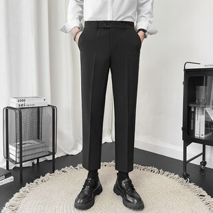 西裤男春秋季男士九分商务休闲正装小脚秋冬季高级垂坠感男款裤子
