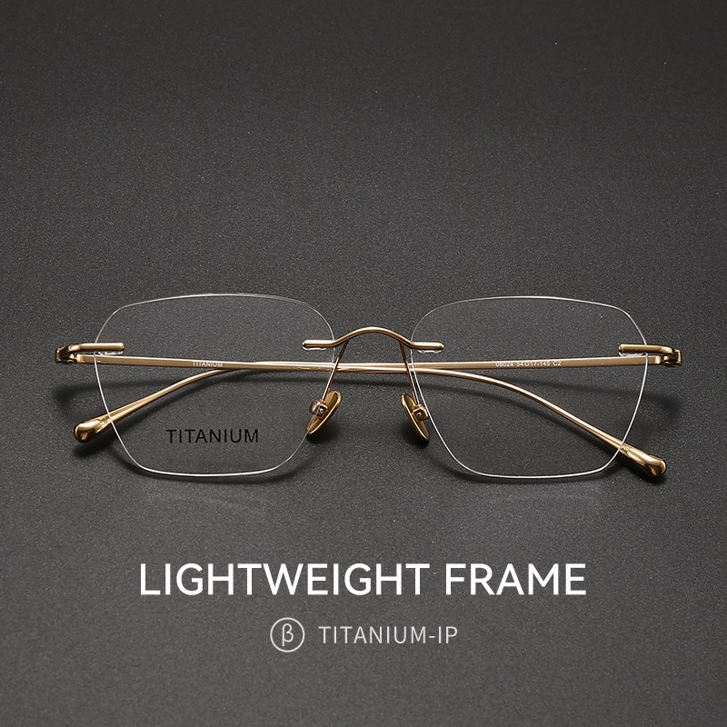 纯钛无边框近视眼镜男款可配带度数商务级感金丝无框素颜超轻女