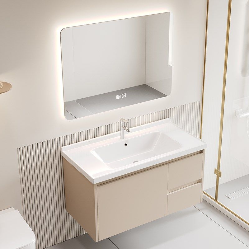 新款奶油风陶瓷一体盆浴室柜组合卫生间洗脸盆小户型洗手盆洗漱台,家装主材,浴室柜组合,淘宝优惠券,粉丝福利购,淘宝优惠卷