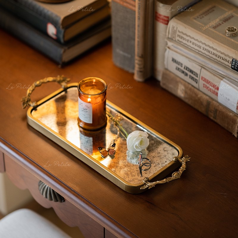 悦澜居复古托盘摆件家用香薰水果客厅茶几装饰托盘咖啡厅中古餐盘