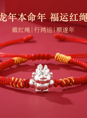 龙年红绳手链女款红手绳男款999纯银十二生肖本命年生日礼物女生