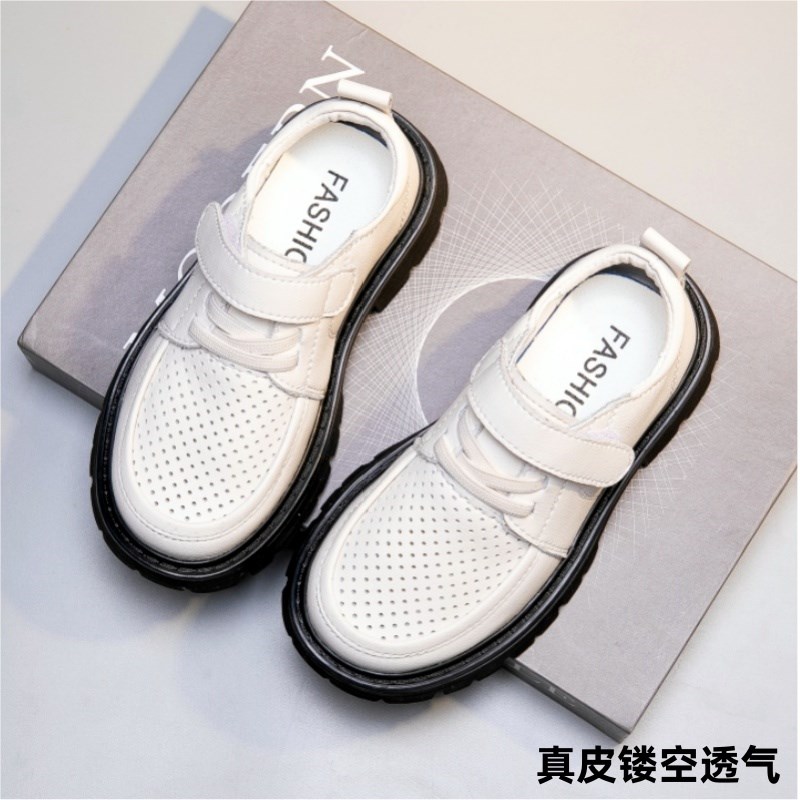 男童皮鞋夏季皮凉鞋英伦真皮镂空透气儿童软底女童黑色演出鞋童鞋