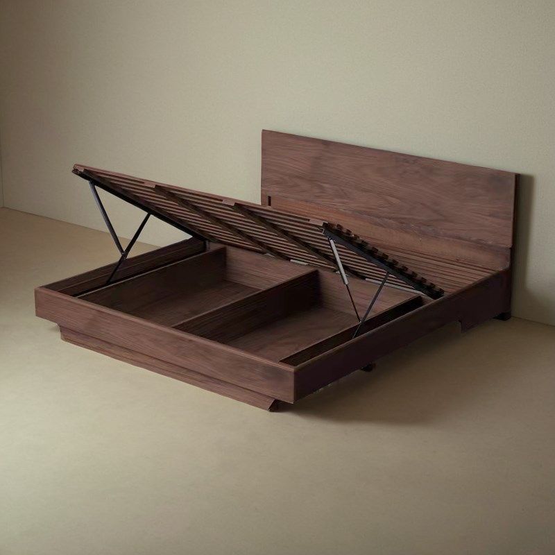 北欧黑胡桃实木床卧室落地民宿橡木收纳储物高箱体双人气压床婚床,住宅家具,板木结合床,淘宝优惠券,粉丝福利购,淘宝优惠卷